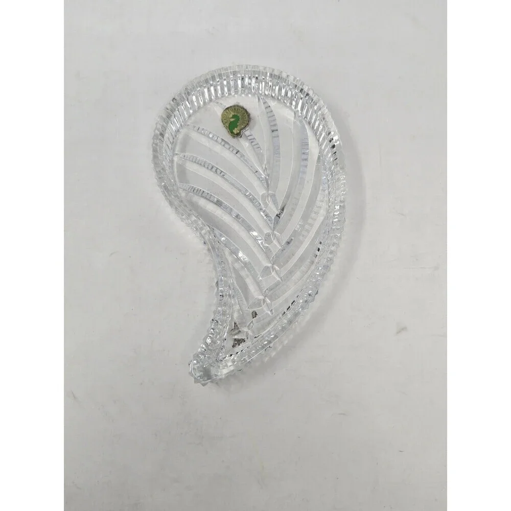 VINTAGE WATERFORD CRYSTAL TRINKET CANDY DISH TRAY PAISLEY LEAF YING YANG IRELAND